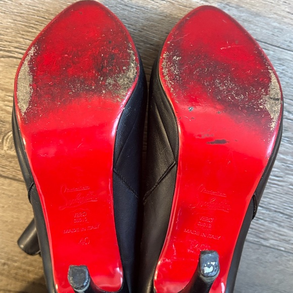 Christian Louboutin Fannylove 120 Black Leather High Heel Platform Ankle Boot - Picture 7 of 7